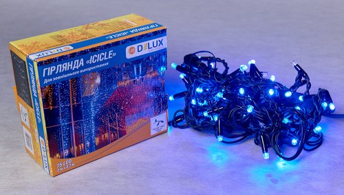 Гирлянда внешняя светодиодная Delux Icicle 75LED 2x0.7m 18 flash син/черн IP44