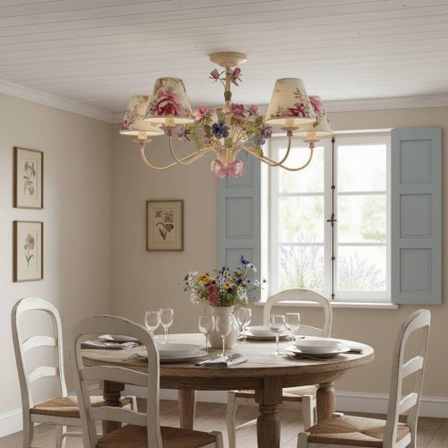 Люстра флористика с абажурами 5098
