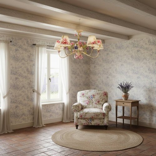 Люстра флористика с абажурами 5098
