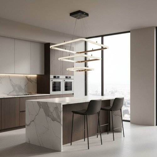 Люстра светодиодная Sirius 9709/3 BK+FG 156W LED с пультом+диммер