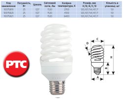 Лампа енергозберігаюча Delux T2 Full-spiral 25W 