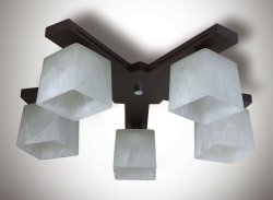 Люстра стельова з дерева й скла 55491 