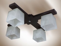 Люстра потолочная из дерева и стекла 88491