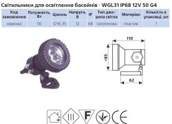 Светильник герметический для бассейна Delux WGL 31IP68