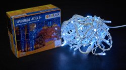 Гирлянда внешняя светодиодная Delux Icicle 75LED 2x0.7m 18 flash бел/бел IP44