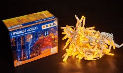Гирлянда внешняя светодиодная Delux Icicle 108LED 2x1m 27 flash желт/бел IP44 