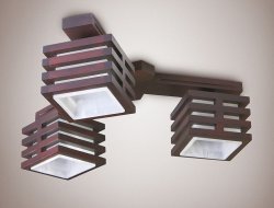 Люстра потолочная из дерева с абажуром 33681